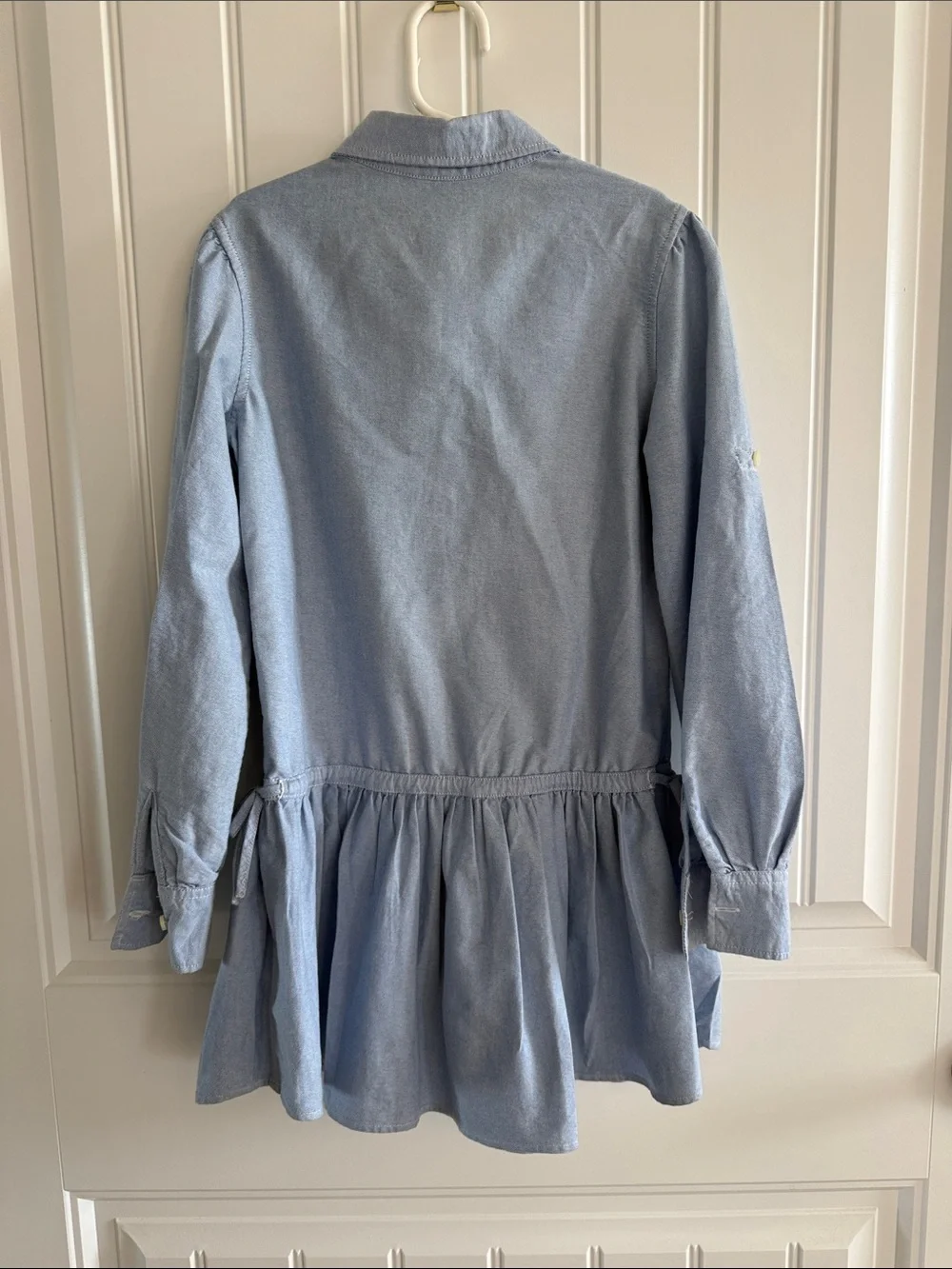 Ralph Lauren Girls Chambray Shirtdress Size 8 Drop Waist Pony Logo